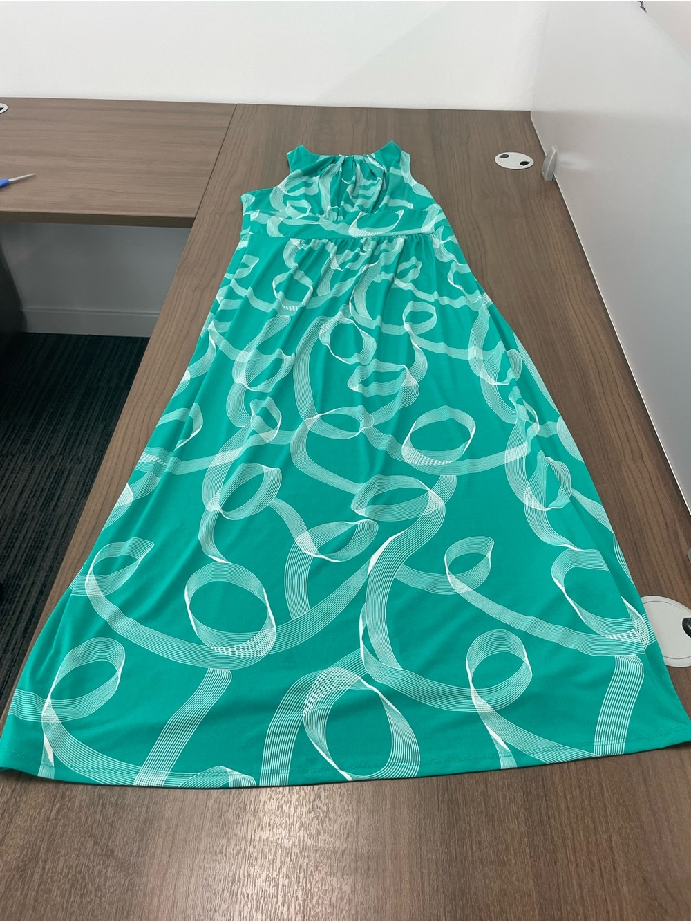 London Times Green & White Geometric Print Maxi Dress size 12 - Picture 8 of 10